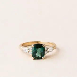 Bague marguerite tourmaline lagon diamant