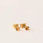 Boucles d'oreilles saphir orange, clous / puces sur or jaune