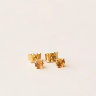 Boucles d'oreilles saphir orange, clous / puces sur or jaune