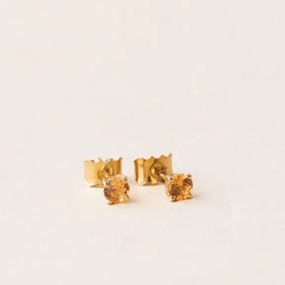 Boucles d'oreilles saphir orange, clous / puces sur or jaune