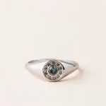 Chevalière diamant brun saphir teal or gris