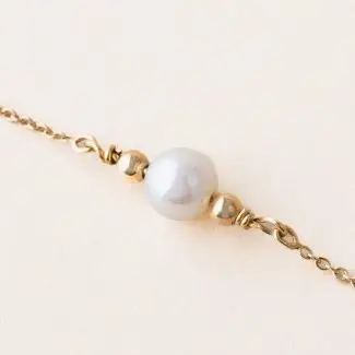 Bracelet perle eau douce blanche or jaune