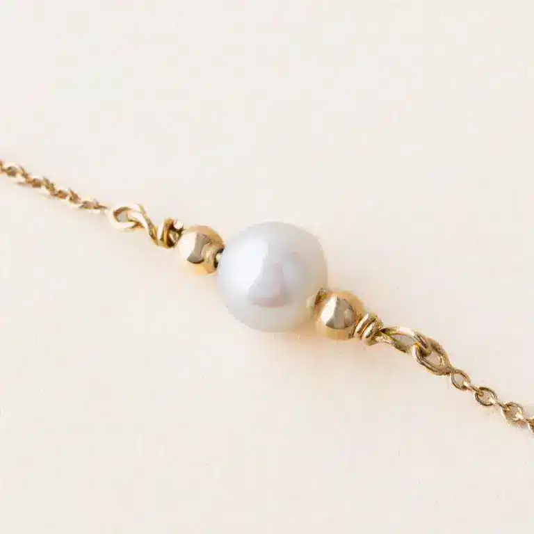 Bracelet perle eau douce blanche or jaune
