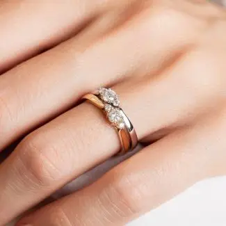 Bague trilogie diamant - Eden - or jaune et blanc et diamant