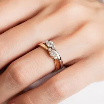 Bague trilogie diamant - Eden - or jaune et blanc et diamant
