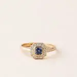 Bague art déco saphir et diamants en or jaune 750 - Charles Arteon Joaillerie