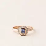 Bague art déco saphir diamants or rose