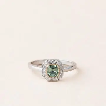 Bague art déco saphir vert diamants or blanc