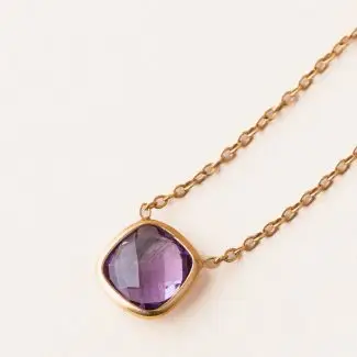 Collier améthyste serti clos en or rose de Charles Arteon Joaillerie