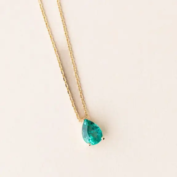 Collier jardin émeraude poire or jaune - Charles Arteon Joaillerie
