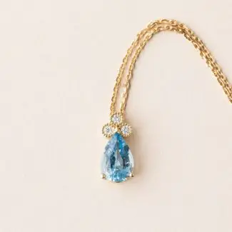 Pendentif poire aigue-marine diamants