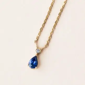 Pendentif poire saphir diamant en or jaune