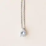 Pendentif poire saphir incolore or blanc