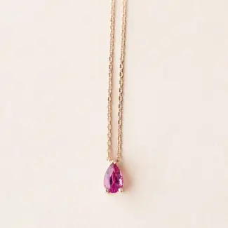 Collier tourmaline rose poire or rose - Charles Arteon Joaillerie