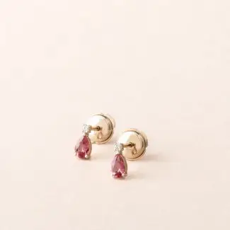 Boucles d'oreilles spinelle poire mahenge et diamants OJ
