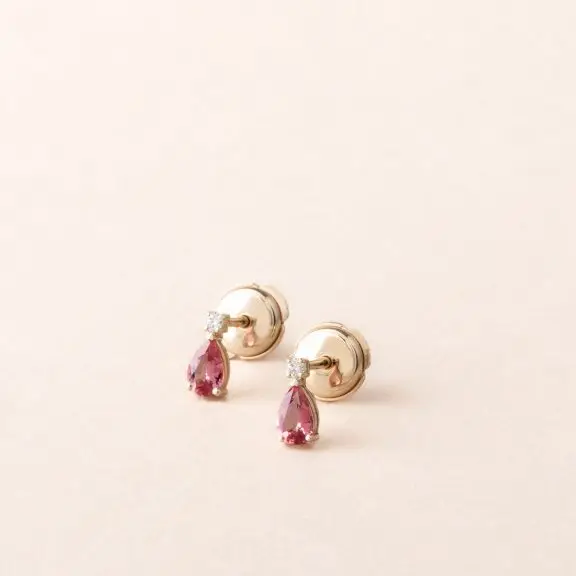 Boucles d'oreilles spinelle poire mahenge et diamants OJ