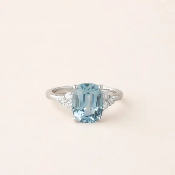 Bague aigue-marine diamants éléonore sur or gris
