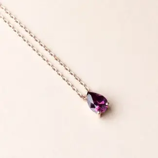 Collier grenat rhodolite poire OJ