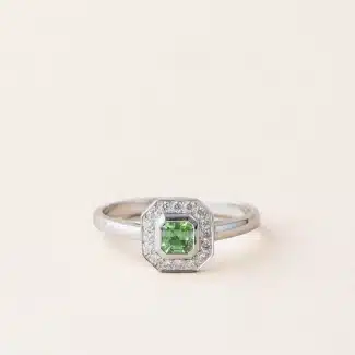 Bague Art Déco grenat tsavorite diamants OB