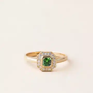 Bague Art Déco grenat tsavorite diamants OJ