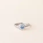 Bague halo aigue-marine or blanc