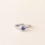 Bague halo tanzanite or blanc