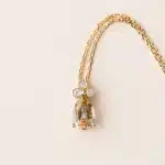 Collier topaze impériale poire diamants chaine en or jaune - Charles Arteon Joaillerie