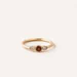 Bague Perlée grenat - or jaune - grenat et diamants
