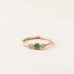 Bague Perlée grenat tsavorite - or jaune - tsavorite et diamants