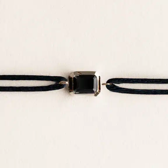 Bracelet cordon homme et femme Ory - Diamant noir - Or jaune 750 millièmes recyclé - bracelet cordon noir