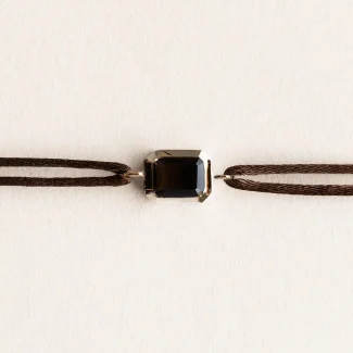 Bracelet cordon homme et femme Ory - Quartz fumé - Or jaune 750 millièmes recyclé - bracelet cordon marron
