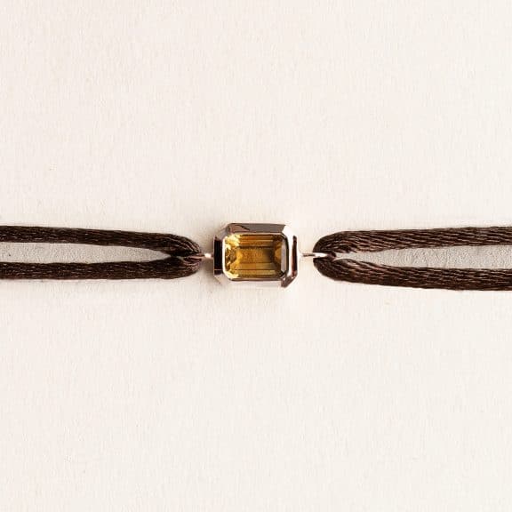 Bracelet cordon homme et femme Ory - Citrine - Or rose 750 millièmes recyclé - bracelet moyen modèle cordon marron