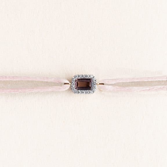Bracelet cordon diamant Ory - Tourmaline rose - Or jaune 750 millièmes recyclé - bracelet petit modèle cordon rose clair