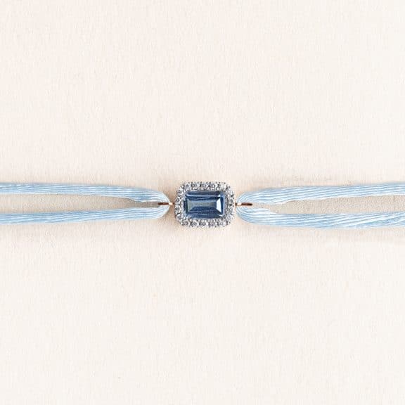 Bracelet cordon diamant Ory - Topaze blue london - Or rose 750 millièmes recyclé - bracelet petit modèle cordon bleu ciel