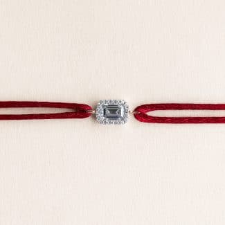 Bracelet cordon diamant Ory - Diamant blanc - Or rose 750 millièmes recyclé - bracelet petit modèle cordon rouge