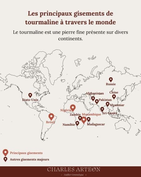 Où trouver de la tourmaline dans le monde ? - blog charles arteon joaillerie