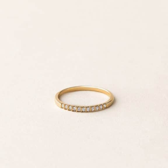 Alliances diamants serti barrette - or jaune - Charles Arteon Joaillerie