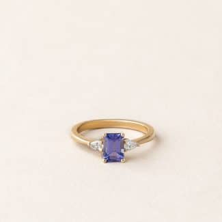 Bague tanzanite diamant - or jaune - modèle Jeanne de Charles Arteon Joaillerie