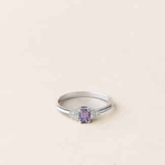 Bague Iris saphir violet et diamants - Or blanc - Charles Arteon Joaillerie