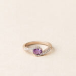 Bague saphir rose pavage diamants - Or rose - Uhabia - Charles Arteon Joaillerie