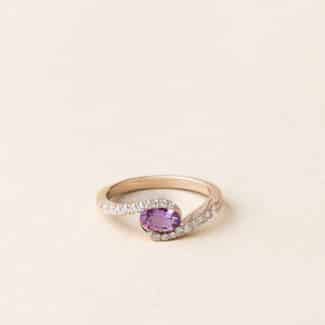 Bague saphir rose pavage diamants - Or rose - Uhabia - Charles Arteon Joaillerie