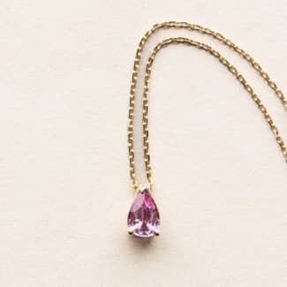 Collier saphir rose poire - Or jaune - Charles Arteon Joaillerie